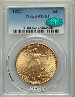 1925 US Gold $20 Saint Gaudens Double Eagle PCGS MS64 CAC