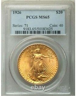 1926 $20 GOLD PCGS MS65 St. SAINT GAUDENS DOUBLE EAGLE $4,500+ FROSTY BRIGHT