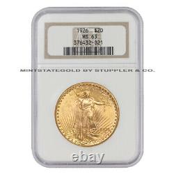 1926 $20 Gold Saint Gaudens Double Eagle NGC MS63 choice grade Philadelphia coin
