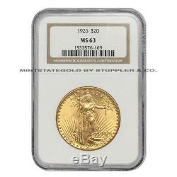 1926 $20 Gold Saint Gaudens NGC MS63 Double Eagle Choice Twenty Dollar Coin