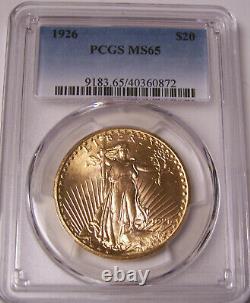 1926 $20 Philadelphia Gold GEM St Gaudens Double Eagle PCGS MS65