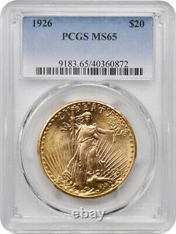 1926 $20 Philadelphia Gold GEM St Gaudens Double Eagle PCGS MS65