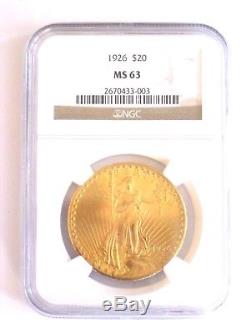 1926 $20 Saint Gaudens Double Eagle Gold Coin NCG MS63