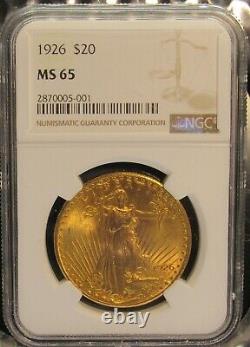 1926 $20 Saint Gaudens Double Eagle, NGC MS 65, Excellent Strike and Luster