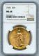 1926 $20 Twenty Dollar Saint Gaudens Double Eagle Gold Coin NGC MS 64
