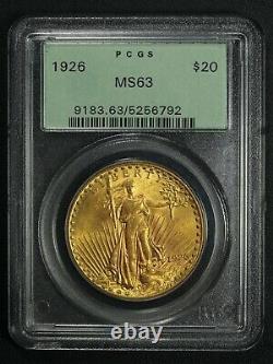 1926 $20 Twenty Dollar St Gaudens Gold Double Eagle OGH PCGS MS 63