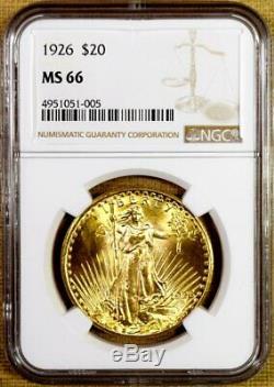 1926 NGC MS66 $20 Saint Gaudens Gold Double Eagle Better Date