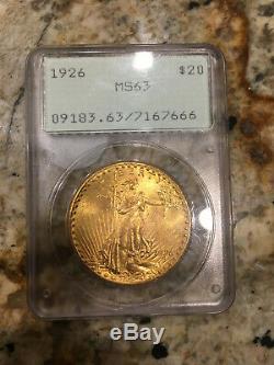 1926 PCGS MS63 Gold St. Gaudens Double Eagle $20 Coin 3 Day auction