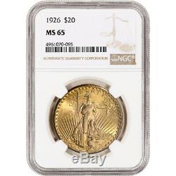 1926 US Gold $20 Saint-Gaudens Double Eagle NGC MS65