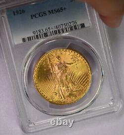 1926 US Gold $20 Saint-Gaudens Double Eagle PCGS MS65+ Plus Grade