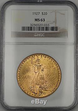1927 $20 Dollar St. Gaudens Double Eagle Gold Coin NGC MS-63 AMT (D)