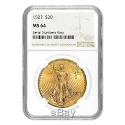 1927 $20 Gold Saint Gaudens Double Eagle Coin NGC MS 64