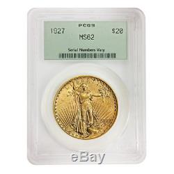 1927 $20 Gold Saint Gaudens Double Eagle Coin PCGS MS 62