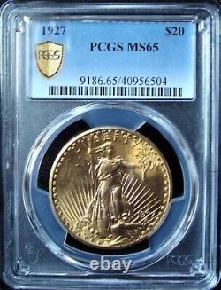 1927 $20 Gold Saint-Gaudens Double Eagle PCGS MS 65 Gold Shield