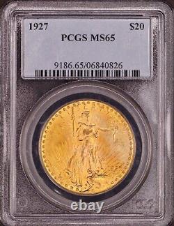1927 $20 Gold Saint Gaudens Double Eagle PCGS MS65 Lustrous PQ