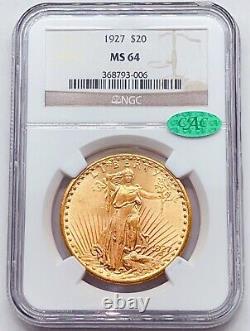 1927 $20 Gold Saint Gaudens NGC MS64 CAC Double Eagle 793006