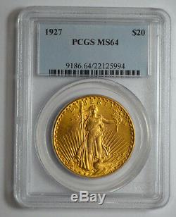 1927 $20 Pcgs Ms64 Gold St. Gaudens Double Eagle Old Gold Us Coin