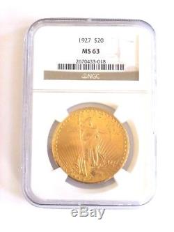 1927 $20 Saint Gaudens Double Eagle Gold Coin NCG MS63