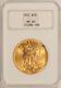 1927 $20 Saint Gaudens Gold Double Eagle Coin NGC MS62 No-Line Fatty withCopper