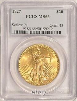 1927 $20 Saint Gaudens Gold Double Eagle Coin PCGS MS66 Pre-1933 In Older Holder