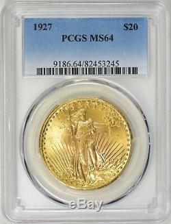 1927 $20 Saint Gaudens Gold Double Eagle MS 64 PCGS