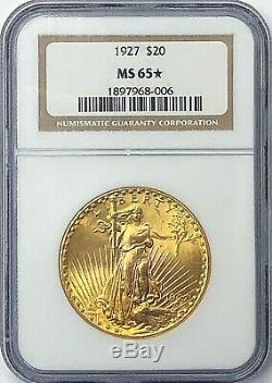 1927 $20 Saint Gaudens Gold Double Eagle NGC MS65 Star Designation PQ+++
