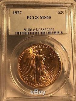 1927 $20 Saint Gaudens Gold Double Eagle PCGS MS65 03852651