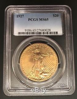 1927 $20 Saint Gaudens Gold Double Eagle PCGS MS65 No Reserve