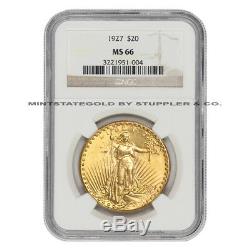 1927 $20 Saint Gaudens NGC MS66 gem graded Philadelphia Gold Double Eagle coin