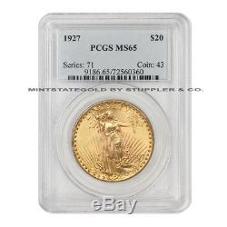 1927 $20 Saint Gaudens PCGS MS65 Gem Graded Philadelphia Gold Double Eagle Coin