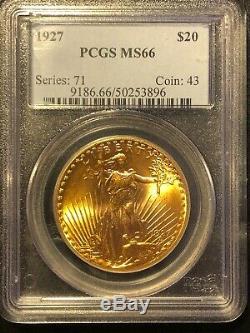 1927 $20 St. Gaudens Gold Double Eagle MS 66 PCGS, Really Nice Luster