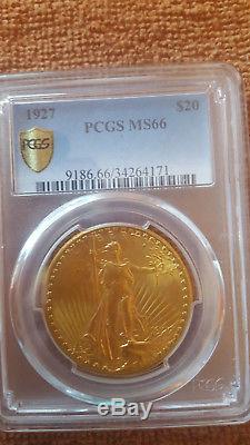 1927 $20 St Gaudens Gold Pcgs Ms 66 Saint Gaudens Double Eagle