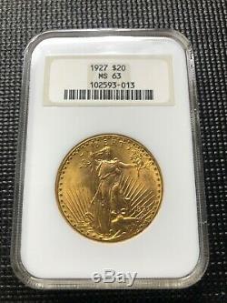 1927 $20 St Gaudens MS63 NGC Philadelphia Mint Gold Double Eagle Coin