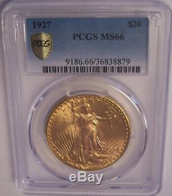 1927 $20 St Gaudens PCGS MS66 Gold Shield GEM Philadelphia Gold Double Eagle