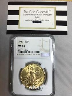 1927 $20 Twenty Dollar St Gaudens Gold Double Eagle NGC MS 64