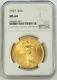 1927 Gold $20 Saint Gaudens Double Eagle Coin Ngc Mint State 64