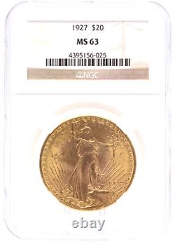 1927 NGC MS63 $20 Gold Saint Gaudens Double Eagle