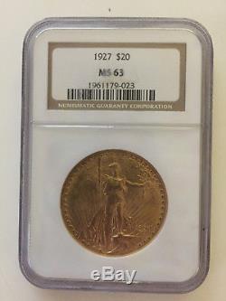 1927 Ngc $20 St. Gaudens Ms63 Double Eagle U. S. Gold