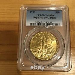 1927 P $20 St. Gaudens Double Eagle Gold Coin Genuine Repaired -UNC detail