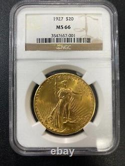 1927 Saint Gaudens Double Eagle Ngc Ms-66 Uncirculated Certified Slab $20