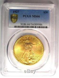 1927 Saint Gaudens Gold Double Eagle $20 Coin PCGS MS66 Rare in MS66