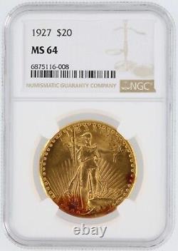 1927 Saint Gaudens NGC MS64 $20 Double Eagle Philadelphia Minted Toned Coin
