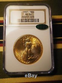 1927 St. Gaudens $20.00 Gold Double Eagle NGC MS 64 CAC Certified