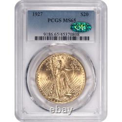 1927 St. Gaudens $20 Gold Double Eagle PCGS MS65 CAC Lustrous, PQ+