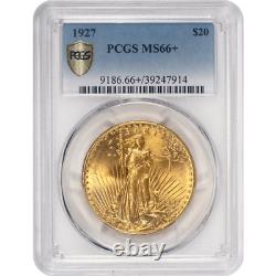 1927 St. Gaudens $20 Gold Double Eagle PCGS MS66+ Nice Lustrous Coin