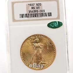 1927 St Gaudens $20 NGC CAC Certified MS65 65 Graded US Gold Double Eagle Coin