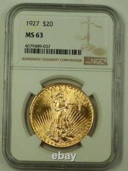 1927 US St. Gaudens Double Eagle $20 Gold Coin NGC MS-63 (Better) E
