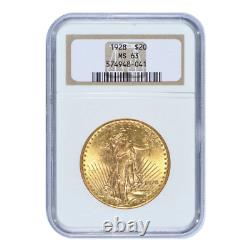 1928 $20 Gold Saint Gaudens Double Eagle NGC MS63