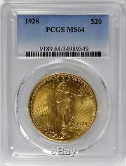 1928 $20 Gold Saint-Gaudens Double Eagle. PCGS MS-64 Very Choice Brilliant UNC