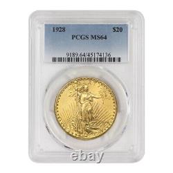 1928 $20 Gold Saint Gaudens PCGS MS64 choice double eagle Philadelphia coin